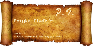 Petyka Ilmár névjegykártya